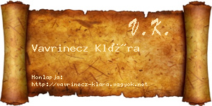 Vavrinecz Klára névjegykártya