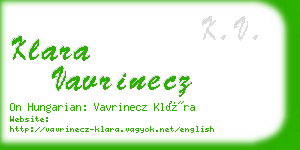 klara vavrinecz business card